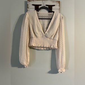 SHEIN V Neck, sheer long sleeved top. Size large